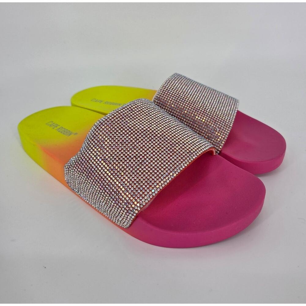 Cape Robbin Rainbow Rhinestone Slides Sandals Boutique NEW Size 10